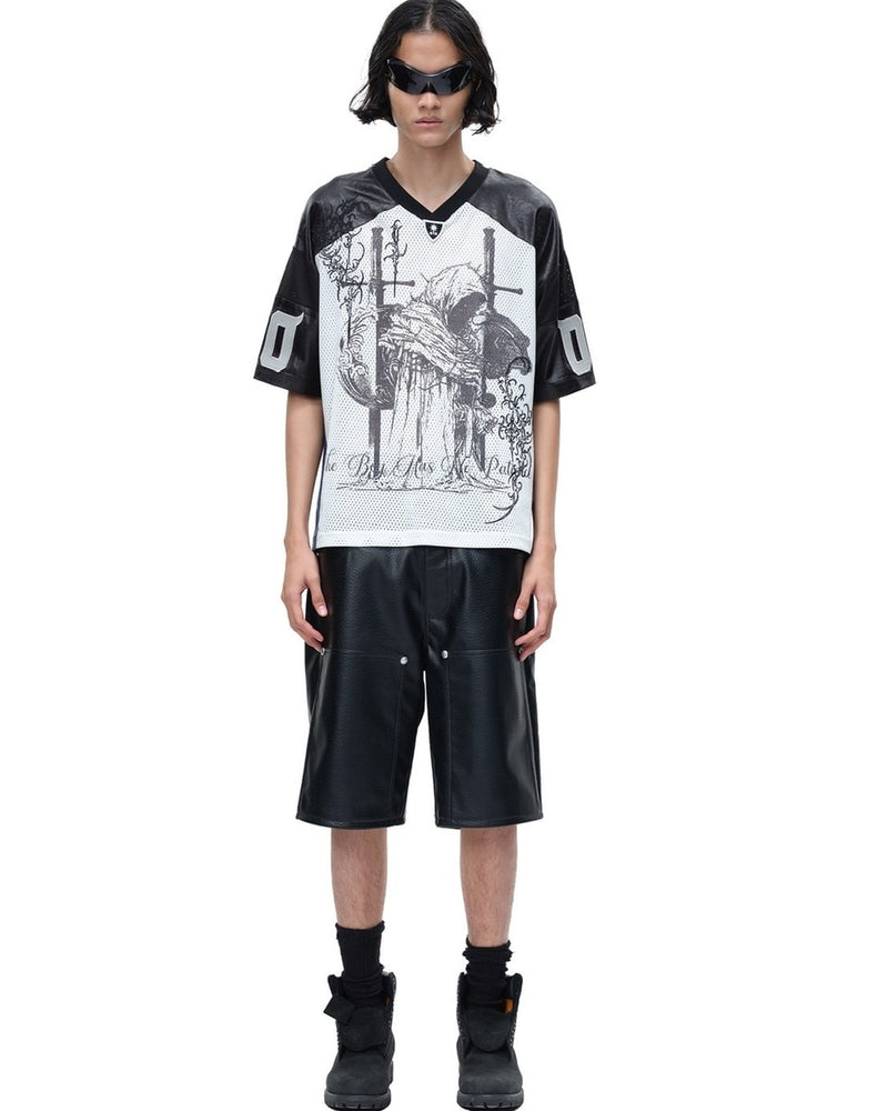 【The Boy Has No Patience】LUMINOUS DAWN SWORDSHIELD & KNIGHT RUGBY TEE / 【ザボーイハズノーペーシェンス】ソードデザインラグビーユニフォーム半袖Tシャツ