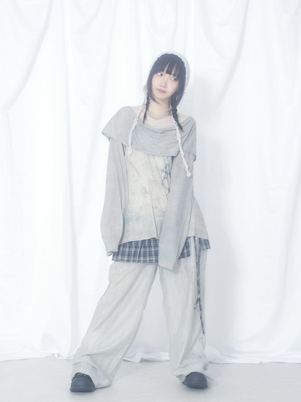 国際配送【Nerd out XU】crape sheer pants / 【ナードアウトエックスユー】クレープシアーパンツ