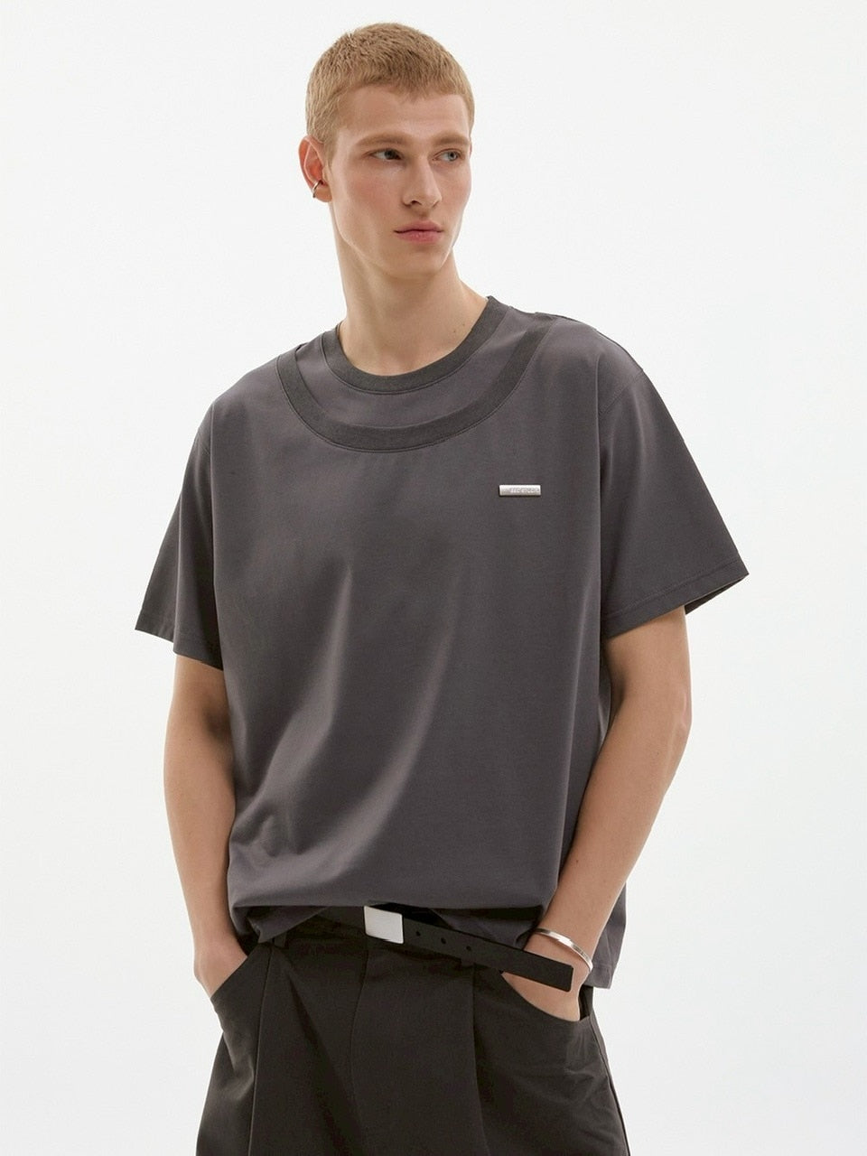 【ESC STUDIO】double neck t-shirt / 【イーエスシーステュディオ】ダブルネック半袖Tシャツ