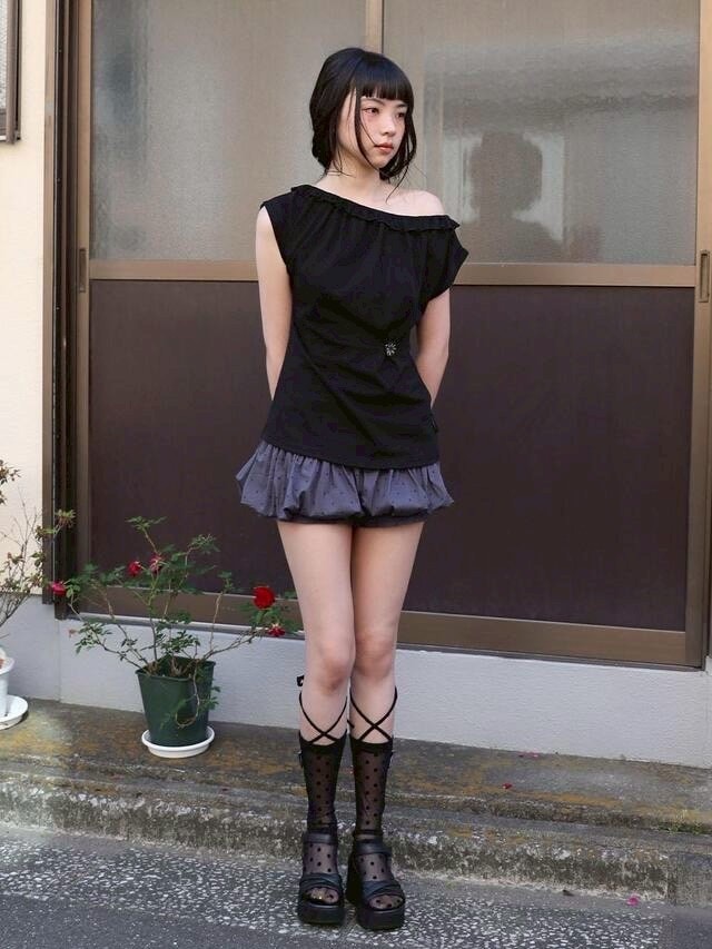 【Uglyshadow】DOTTED PUMPKIN SKIRT PANTS / 【アグリーシャドウ】ドットパンプキンミニスカートパンツ