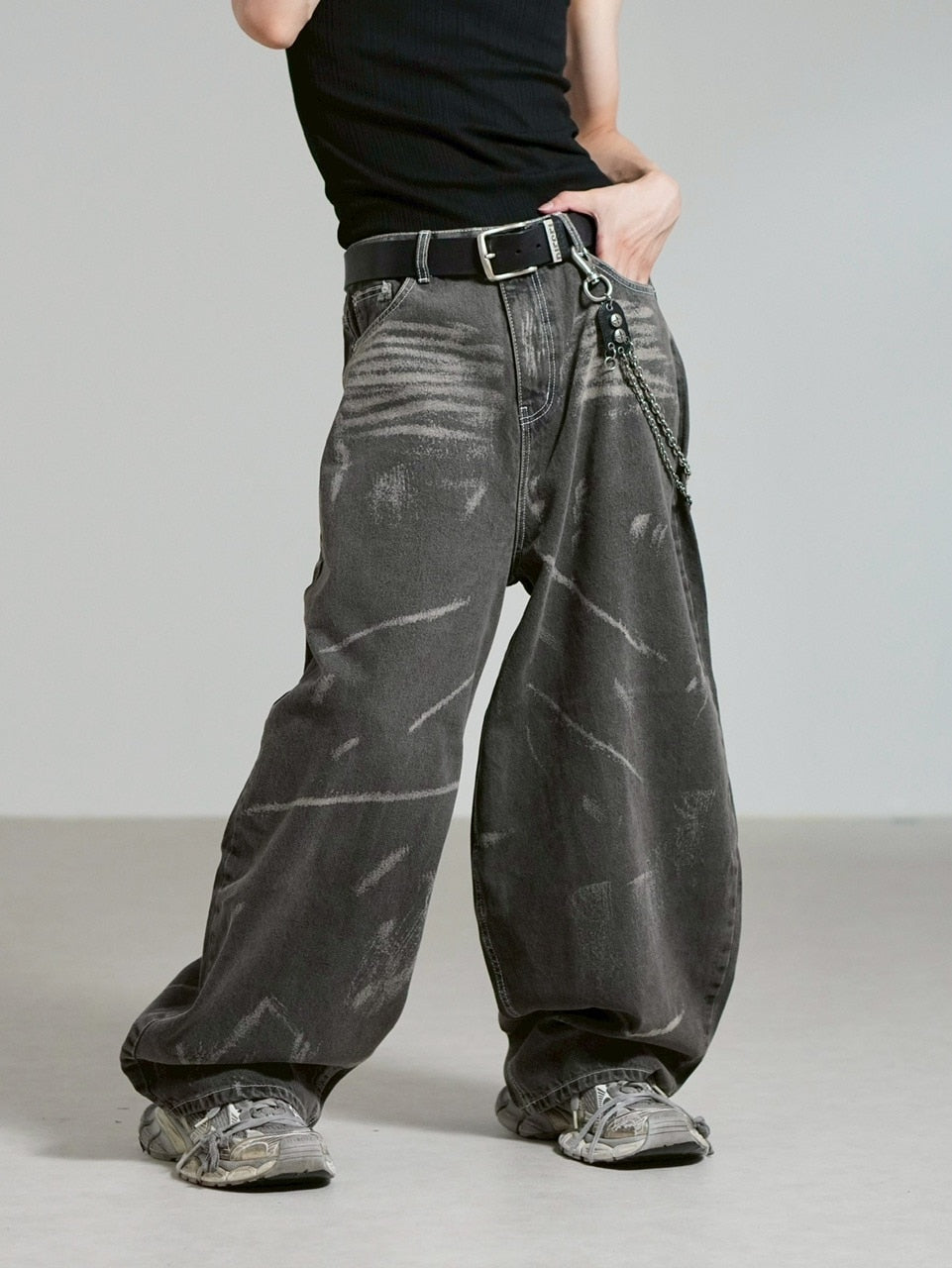 【Chikashitsu +】full painting wide denim pants / 【チカシツプラス】 フルペインティングワイドデニム