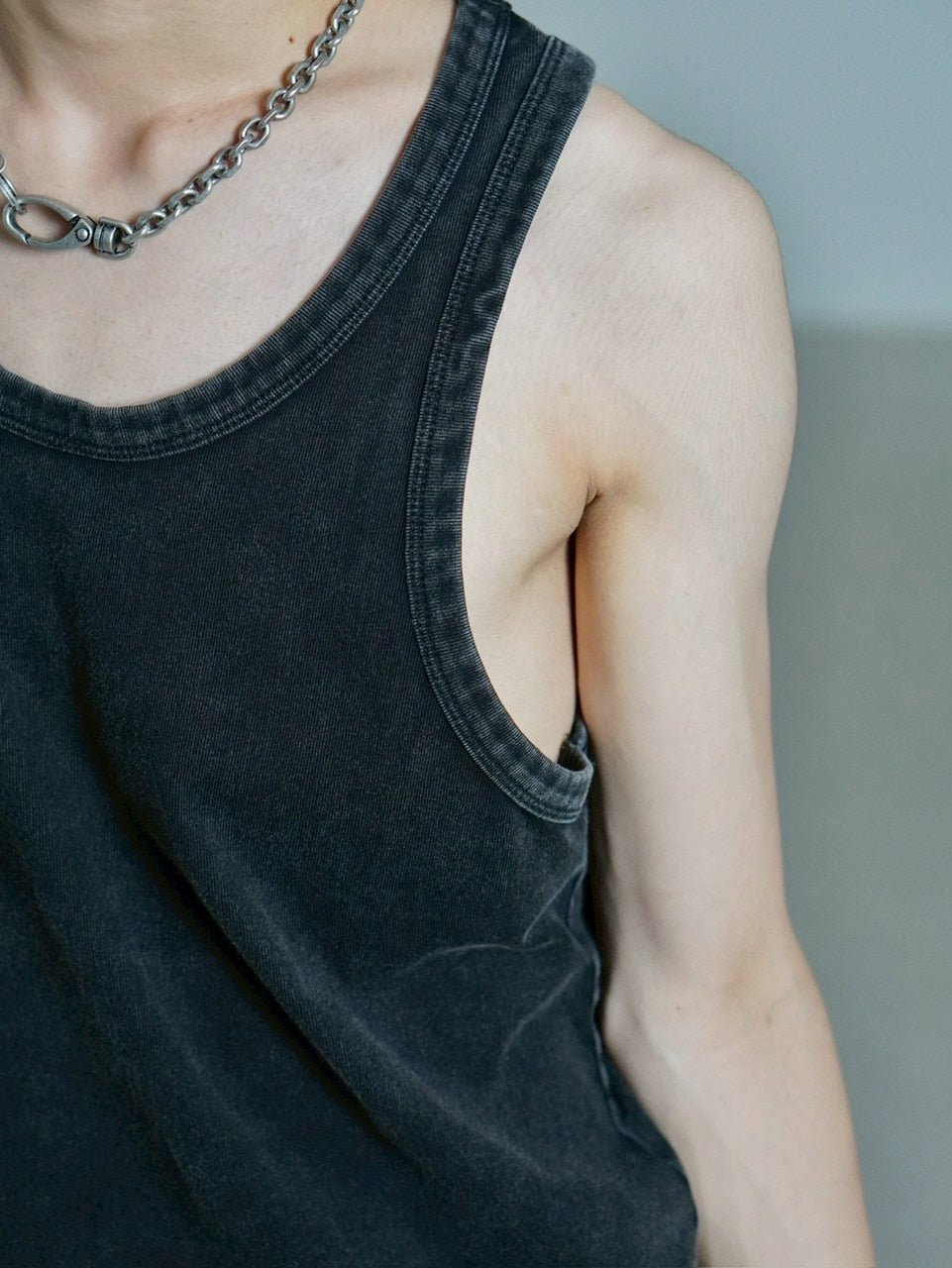 受注制【Chikashitsu +】dirty wash sleeveless / 【チカシツプラス】ダーティウォッシュタンクトップ (2color)