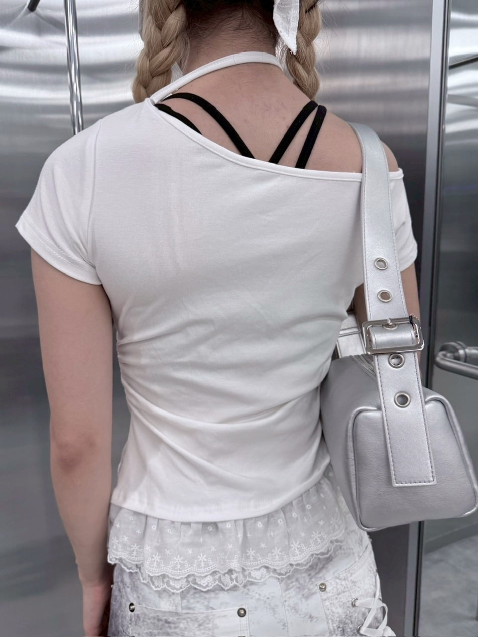 受注制【nmtc +】lettering cubic lace tee / 【エヌエムティーシープラス】レタリングキュービックレースTシャツ (3color)