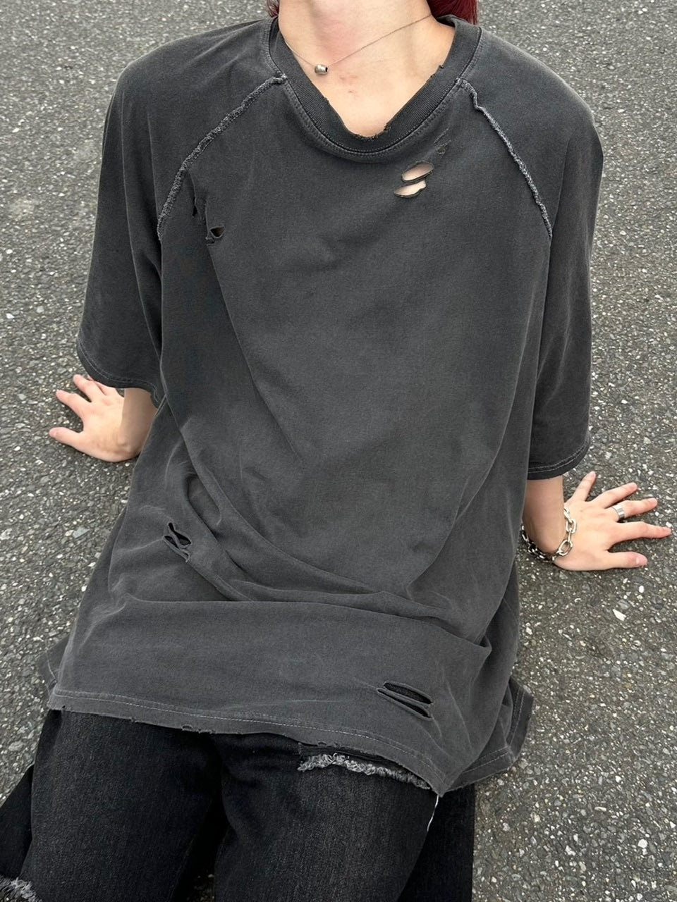 受注制【LUV CODE】pigment damage tee (2color)