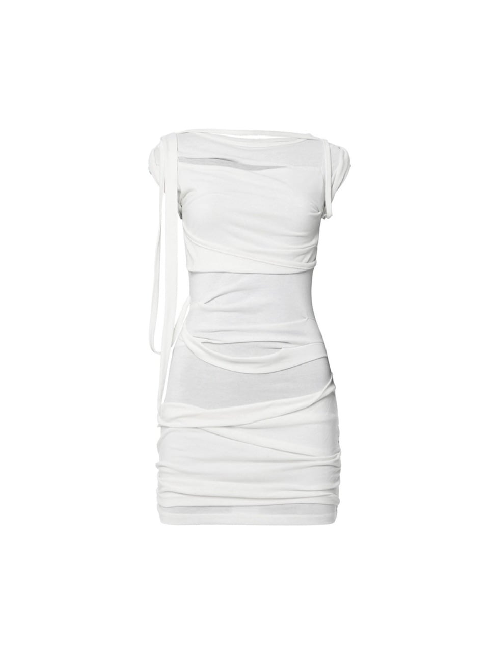 【FLAREUP】Asymmetrical Draped Strap Roll-Up Dress