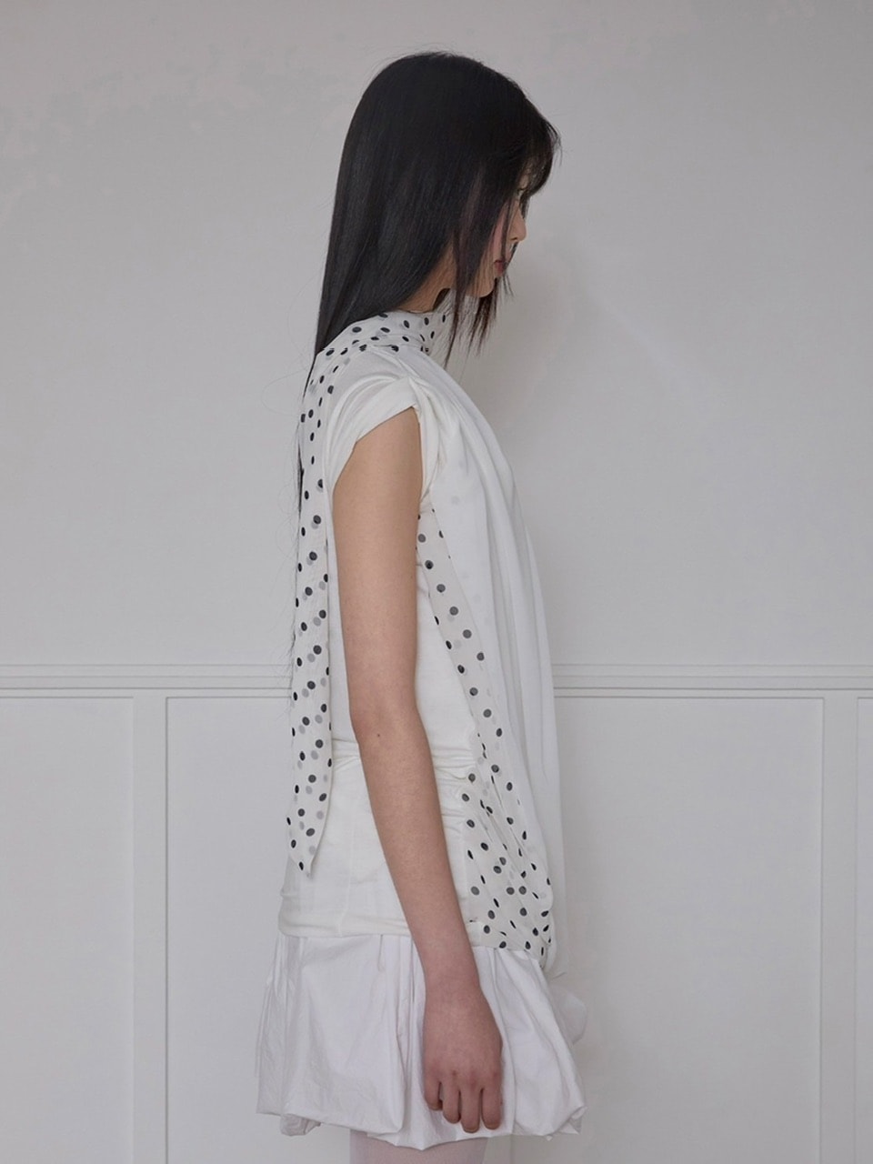 【FLAREUP】Layered Dot Scarf T-Shirt