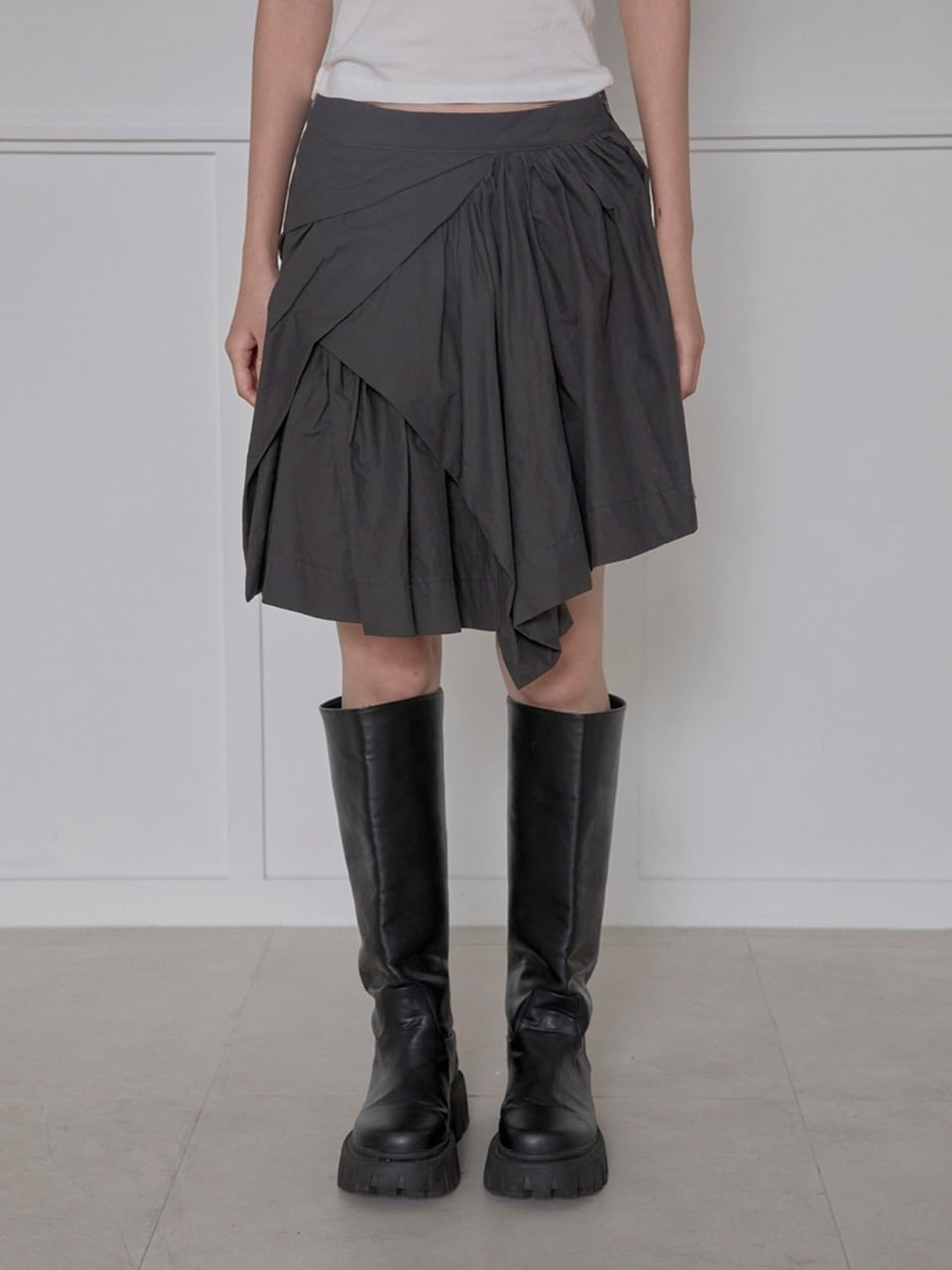 【FLAREUP】Asymmetrical Draped Layered Skirt