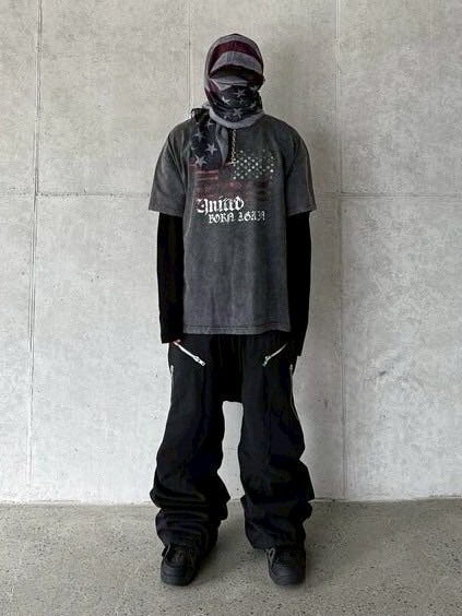 【roaringrad】FLAG WASHED OVER T-SHIRT / 【ロアリングラド】フラッグウォッシュドオーバーサイズ半袖Tシャツ