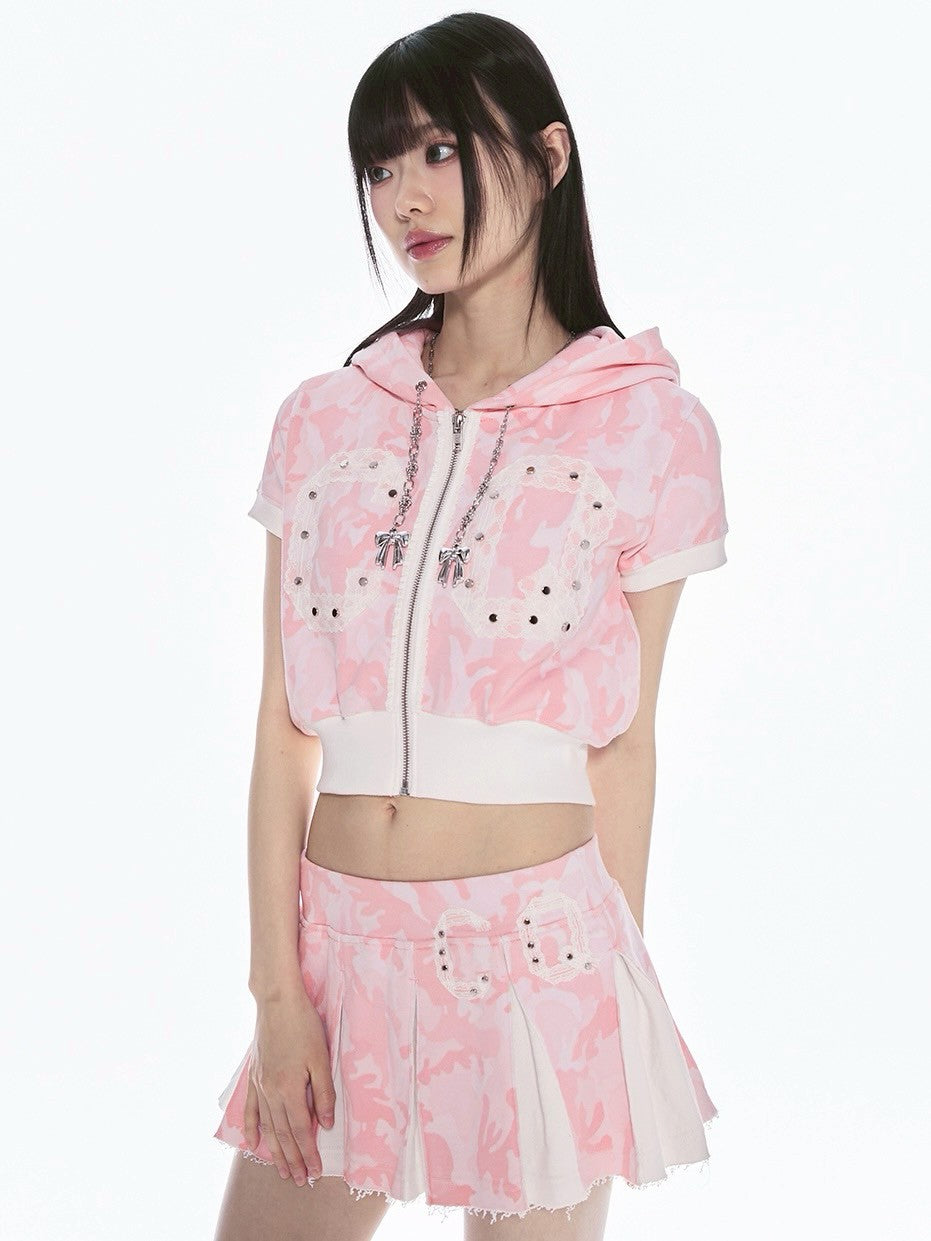 【CHERRYQUIRI】CQ lace stud pleats sk