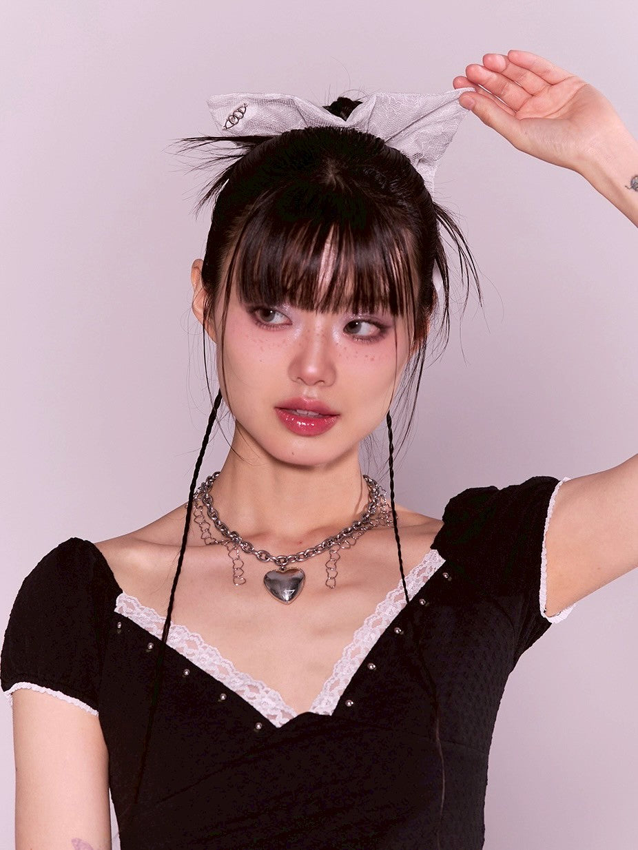 【CHERRYQUIRI】ribbon shape lace scrunchie