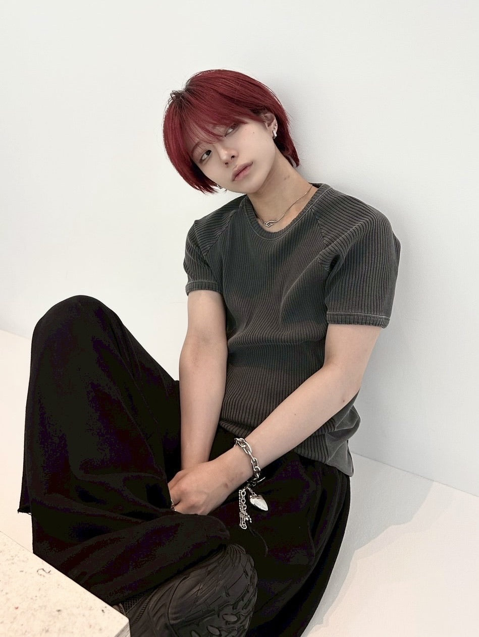 受注制【LUV CODE】mesh pigment rib tee (2color)