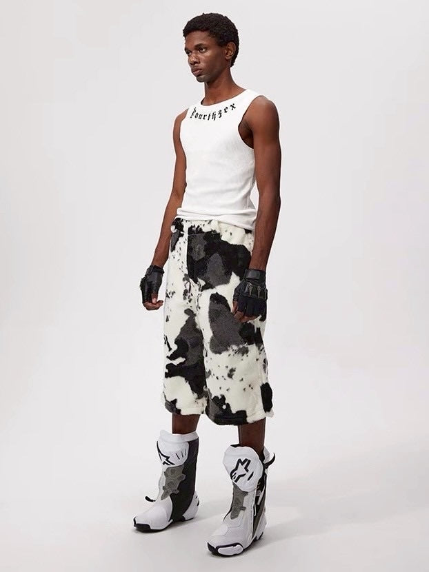Fourth3ex】Summer Eco-Faux Fur Cow Print Shorts / 【フォース