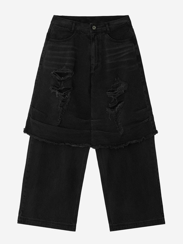 【BLR BLUER】Destroyed Vintage Double Denim Pants