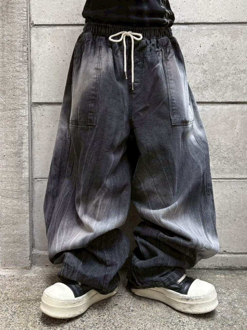 受注制【Never mind the XU】washde ballon denim pants / 【エックスユードッグ】ウォッシュドバルーンデニムパンツ