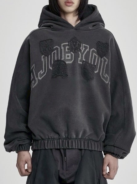 【AJOBYAJO】University Wappen Batwing Hoodie / 【アジョバイアジョ】ユニバーシティワッペンバットウィングプルオーバーパーカー