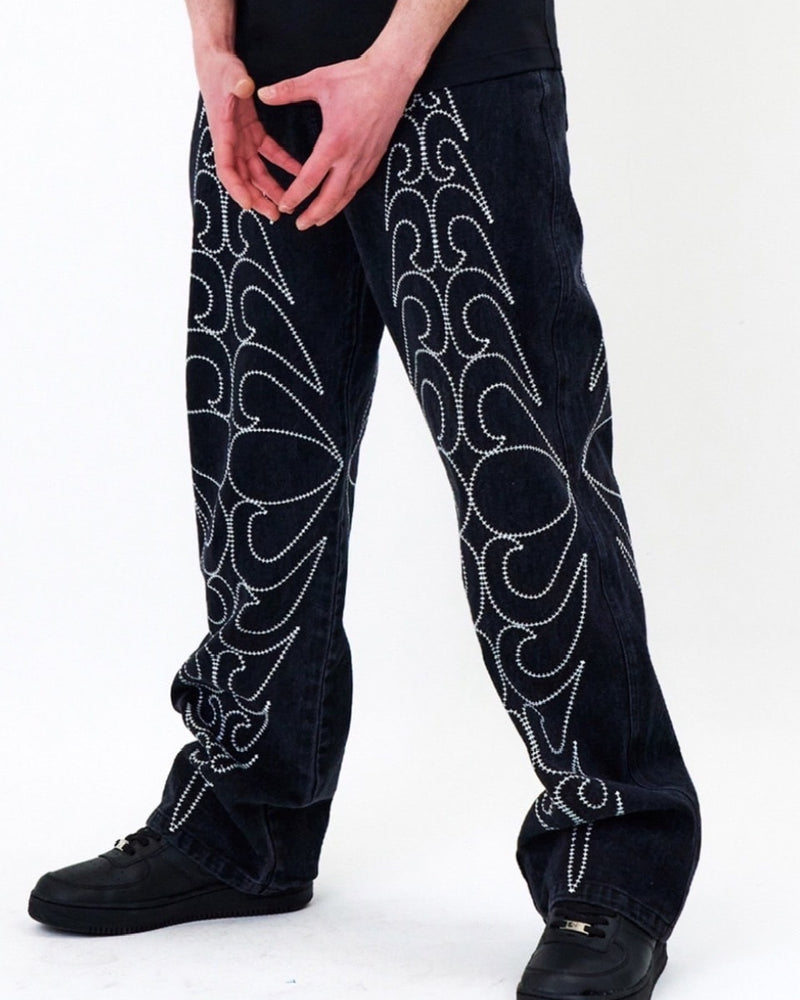 【E RIN AI E】TRIBAL SPEAR DENIM PANTS