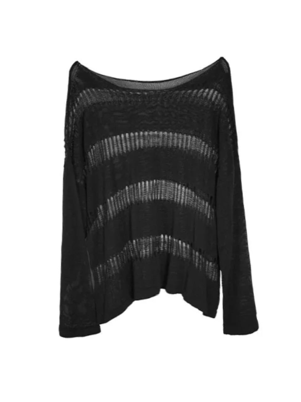 【Cest Nous】Knit Cover-Up / 【セヌー】シースルーボーダーサマーニット長袖Tシャツ