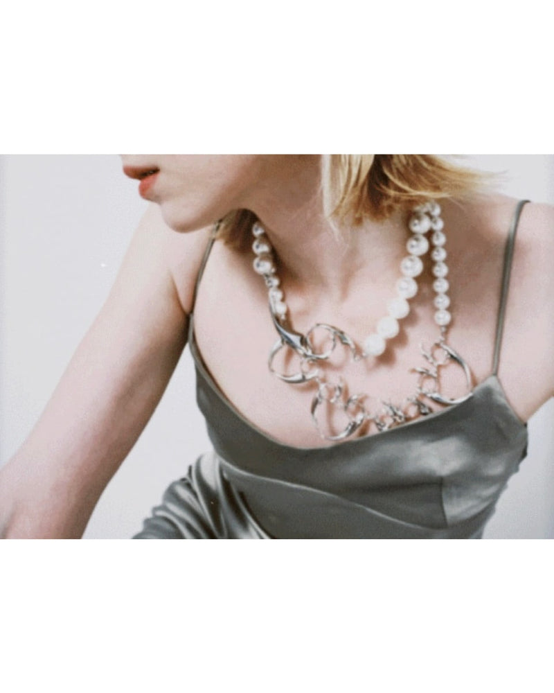 【PEG LEG】little Emblem-linked pearl necklace