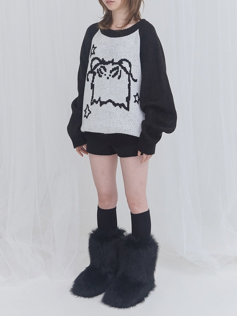 【FANCY X DUSTY】OVERFIT COLOR BLOCK PULLOVER KNIT / 【ファンシー X ダスティ】オーバーフィットカラーブロックプルオーバーニット