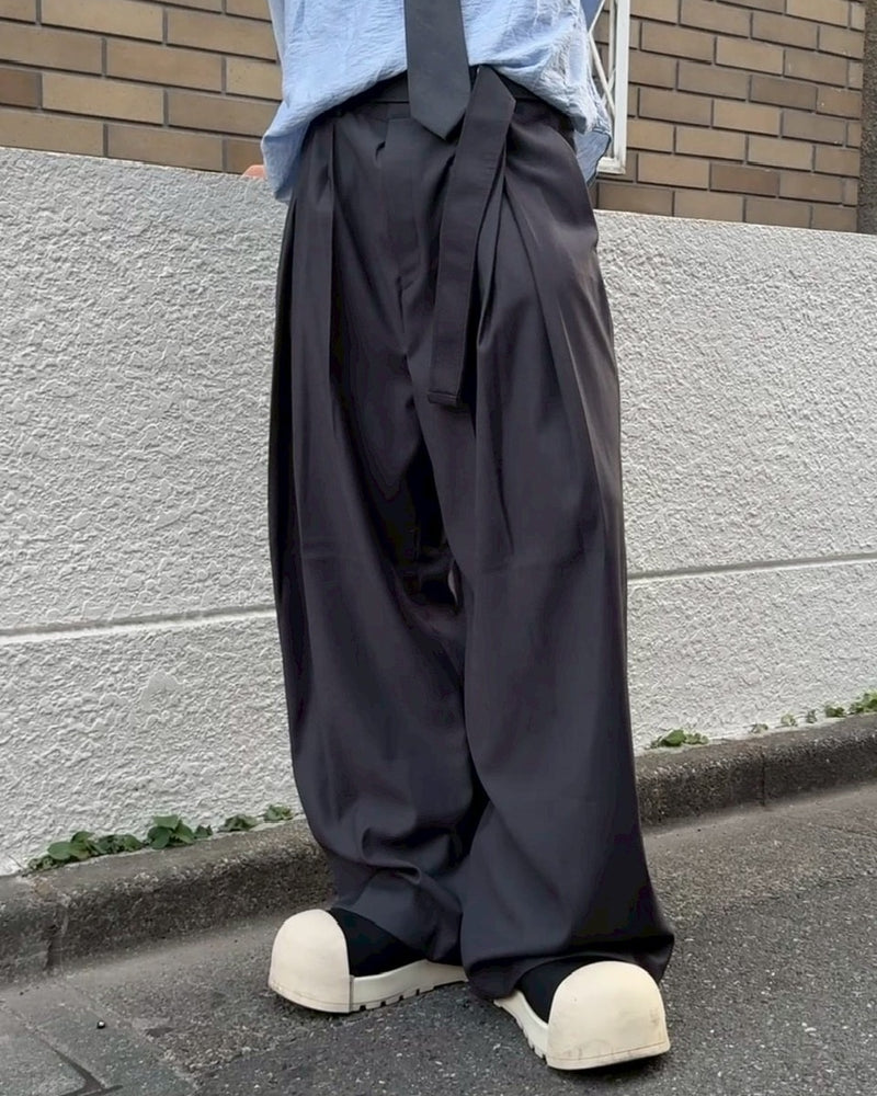 受注制【nmtc +】belt slacks / 【エヌエムティーシープラス】ベルト付きスラックス (2color)