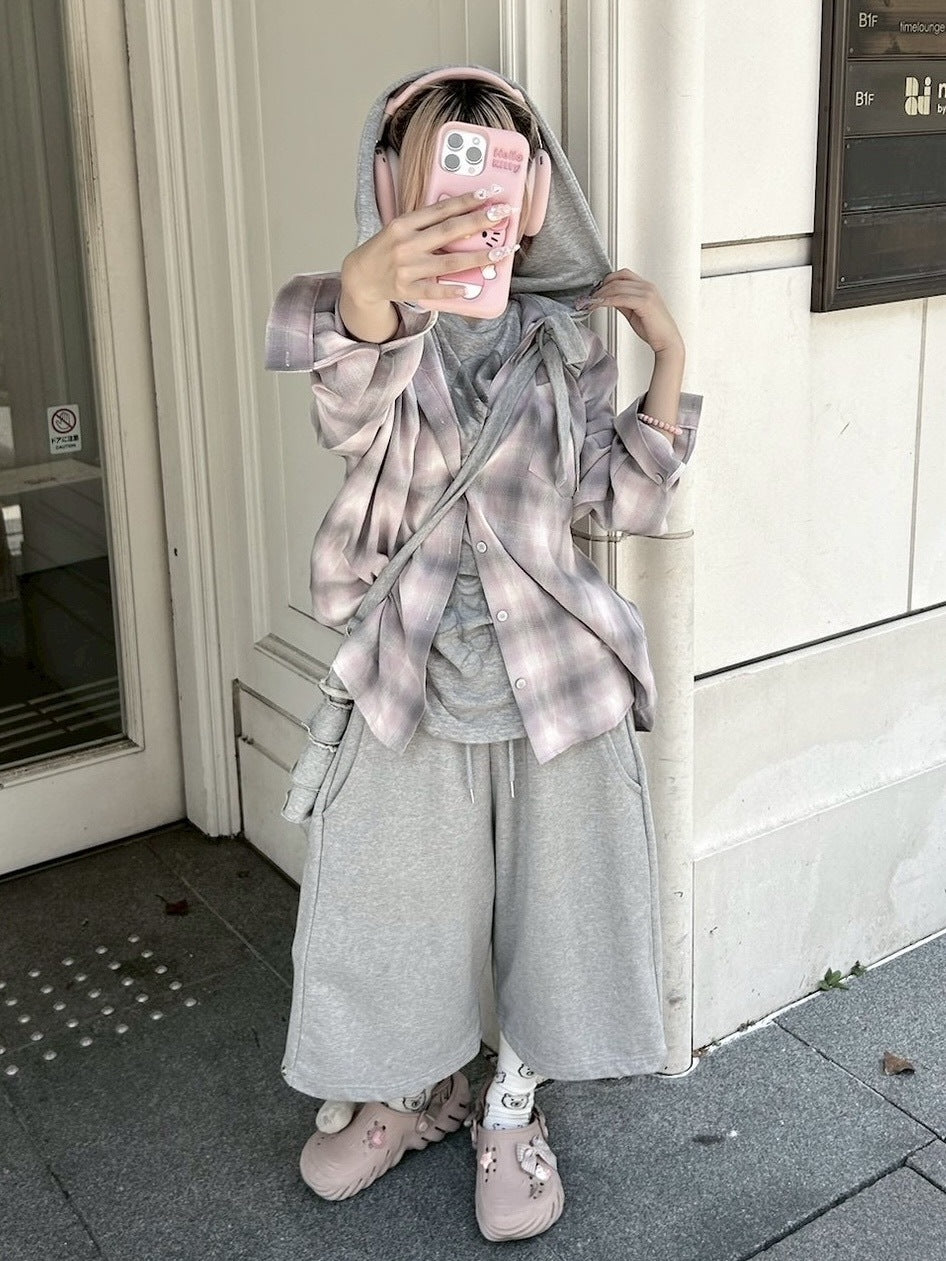 【nmtc +】sweat hooded check shirts / 【エヌエムティーシープラス】フード付きチェックシャツ (2color)