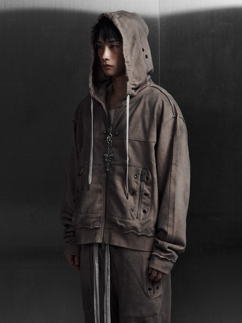 【Rosen Kreuz】EYELET EDGE Set-Up ZIP-UP HOODIE