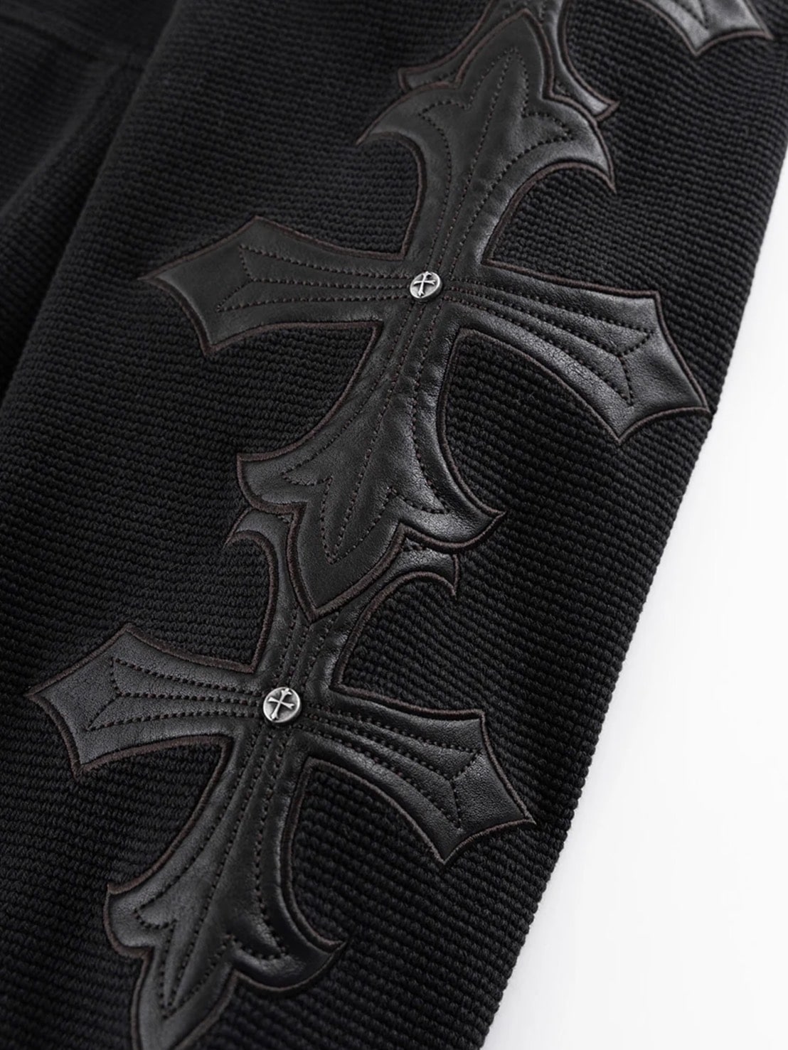 【SUPPLIER】Cross Leather Patch Thermal Zip Hoodie / 【サプライヤー】クロスレザーパッチサーマルジップアップパーカー