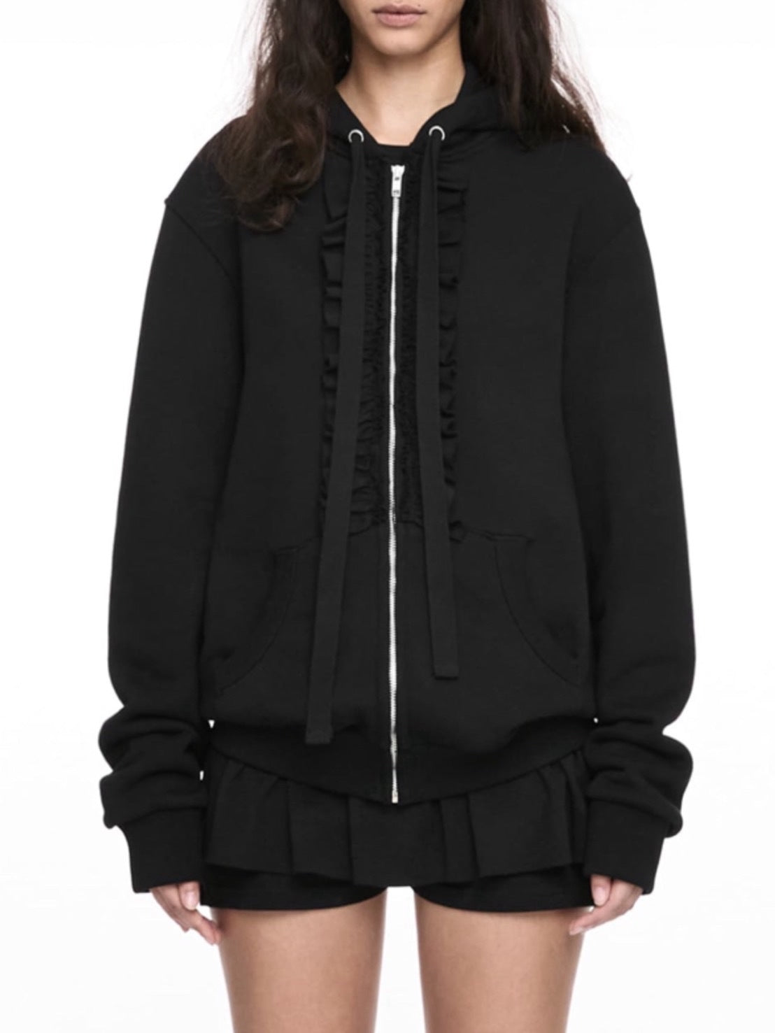 【NACHE】RUFFLE HOODIE ZIP-UP