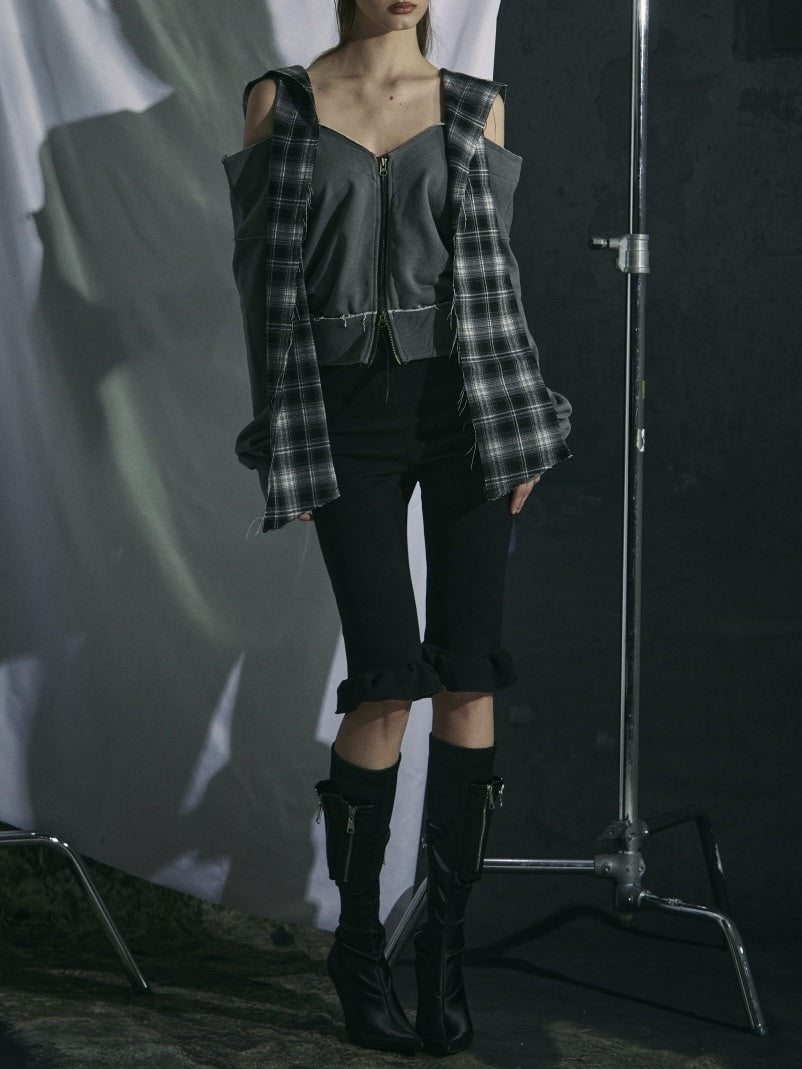 【GATELESS】CHECK HOOD MUFFLER / 【ゲートレス】チェックフードマフラー