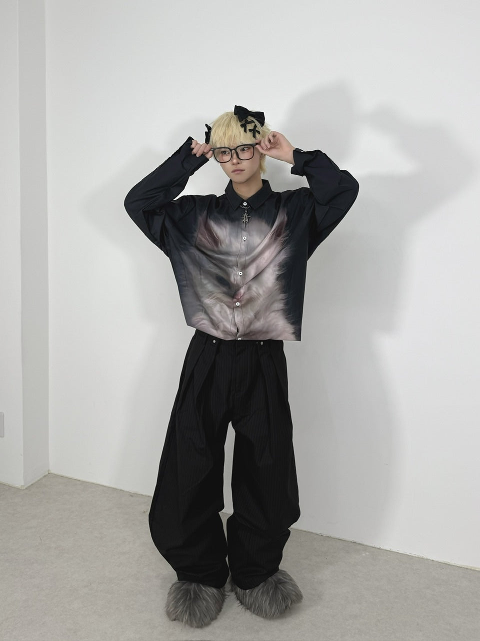 国際配送【Nerd out XU】ugly cat long sleeve shirt