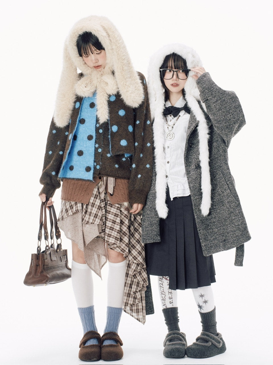 【Nerd out XU】asymmetry check skirt / 【ナードアウトエックスユー】アシンメトリーチェックスカート