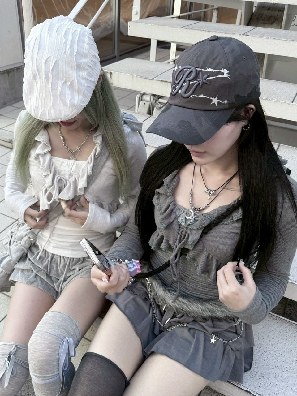 受注制【nmtc +】ruffing cami set cardigan / 【エヌエムティーシープラス】キャミセットカーディガン (3color)