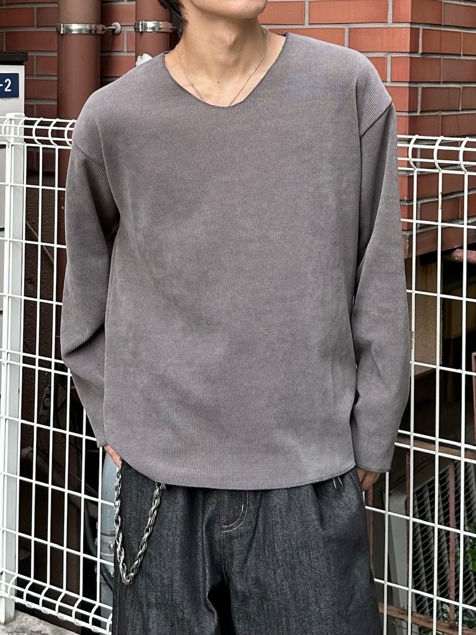 大阪店WEB限定受注制【Chikashitsu +】simple deck v neck knit / 【チカシツプラス】シンプルデッキブイネックニット (3color)