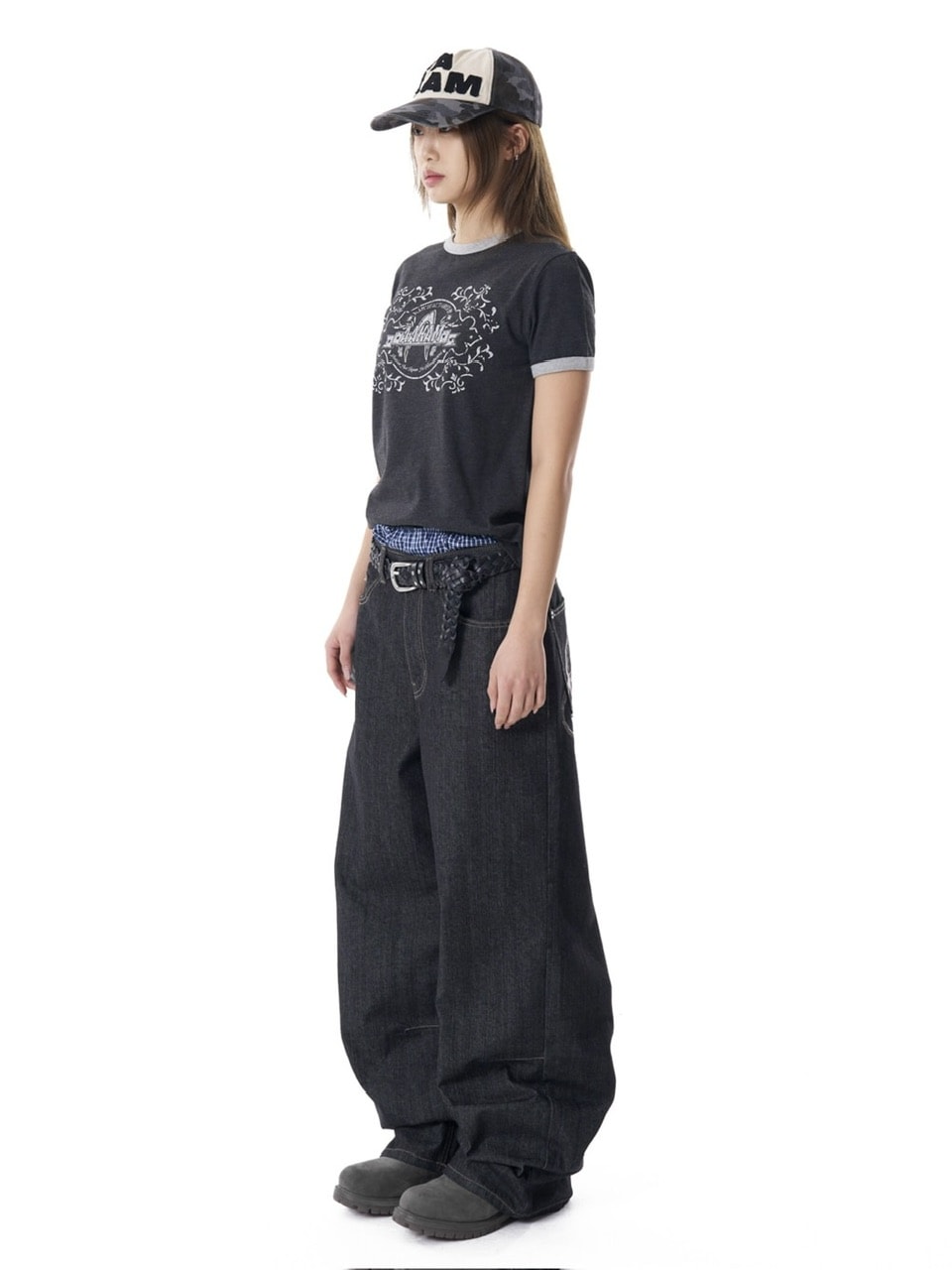 【AAKAM】Snake Printed Denim Pants