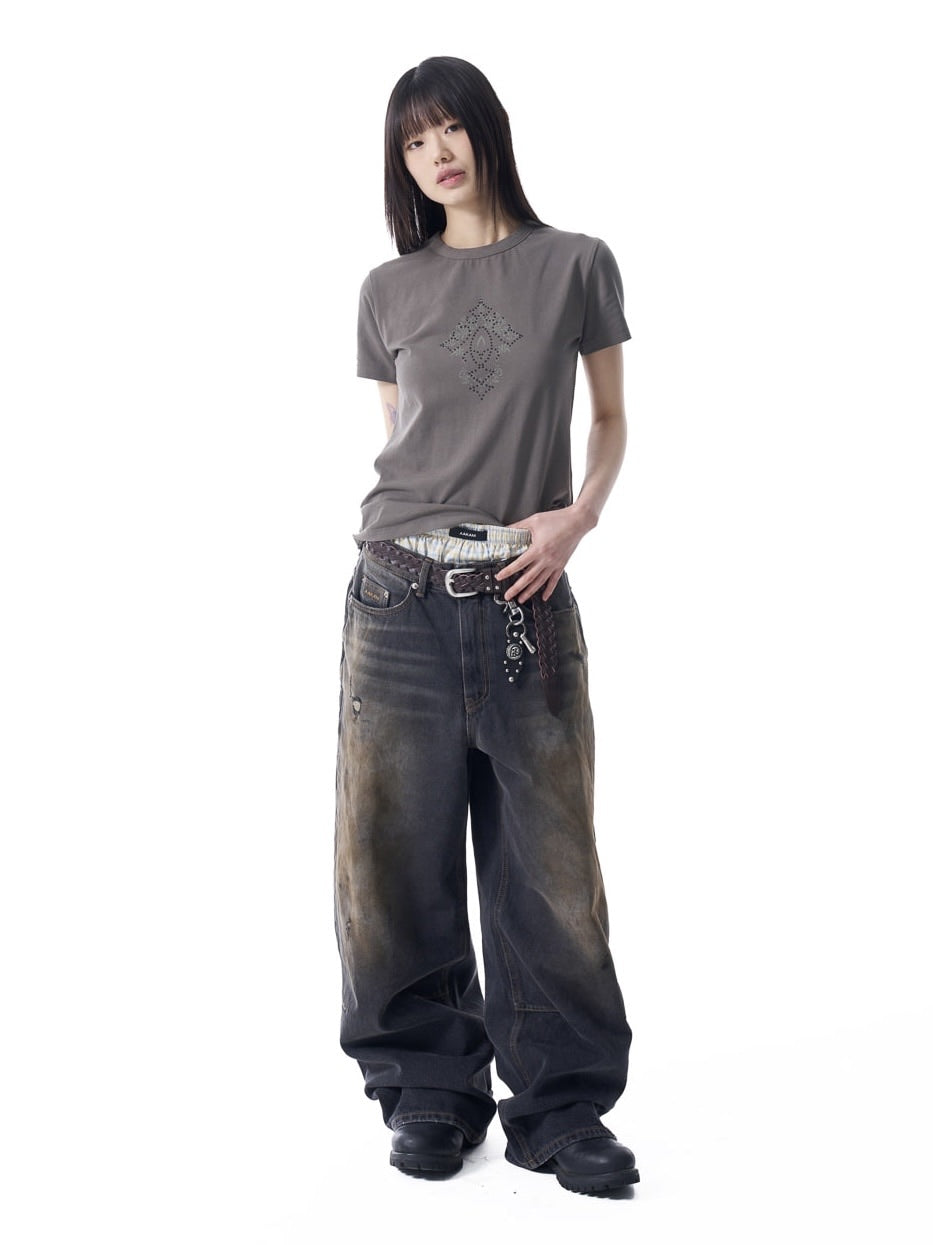 【AAKAM】Studded CROS2 Half Top