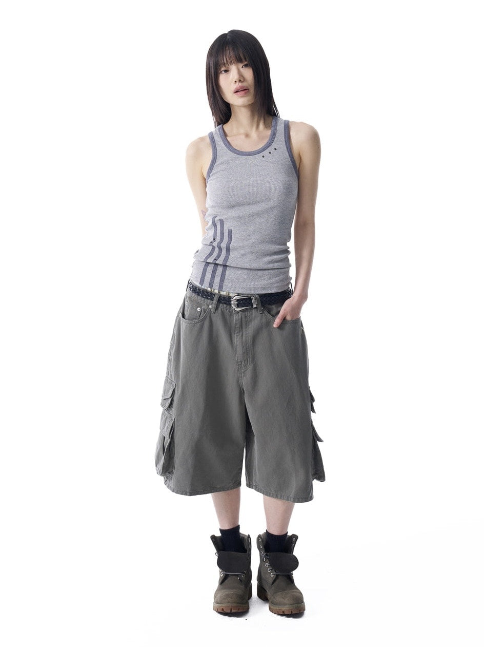 【AAKAM】3-Lined Eyelet Sleeveless