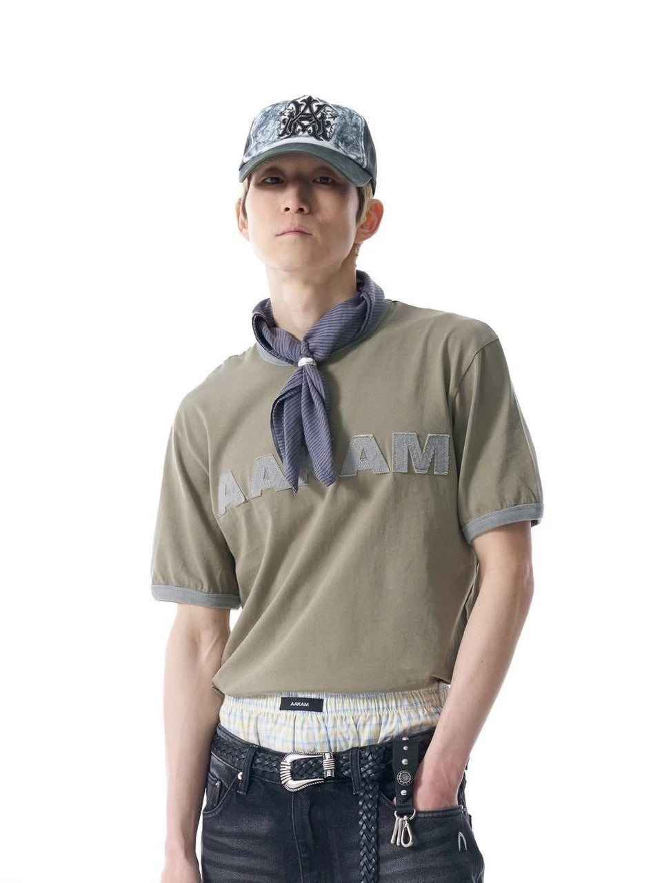 【AAKAM】Check Pattern Scarf