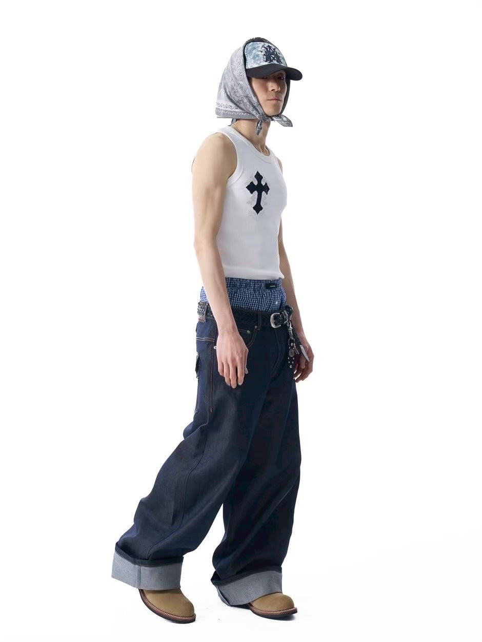 【AAKAM】X-Cross Printed Scarf