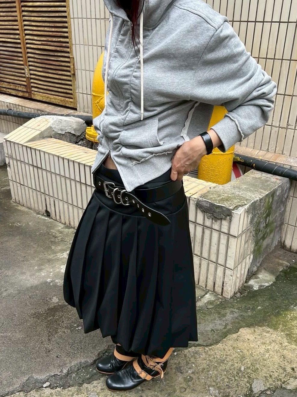 【LCDC】SHIRRING DETAIL ZIP-UP HOODIE / 【エルシーディーシー・ティーエム】シャーリングディティールジップアップパーカー