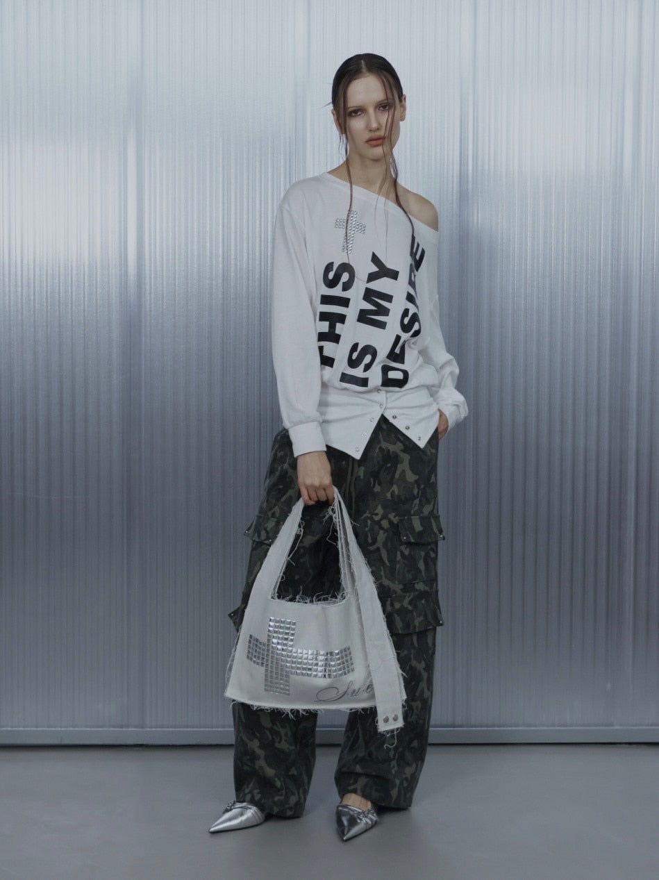 【SETUP‐EXE】BOLD LETTERING LOOSE TOP / 【セットアップエグゼ】ボールドレタリングルーズ長袖Ｔシャツ