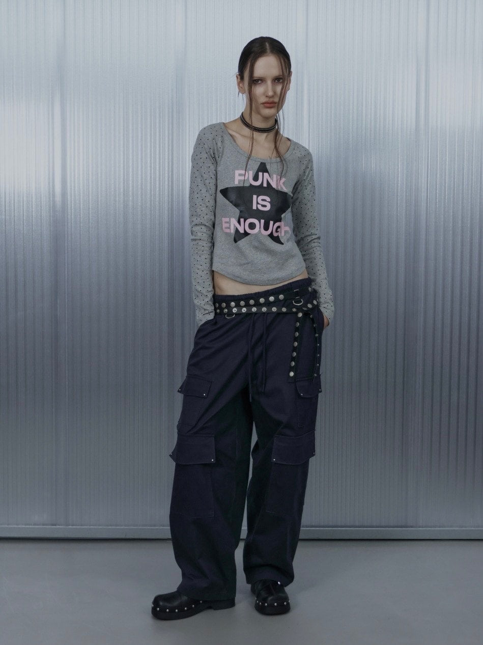 【SETUP‐EXE】STAR SLEEVE PUNK TOP / 【セットアップエグゼ】スタースリーブパンク長袖Ｔシャツ