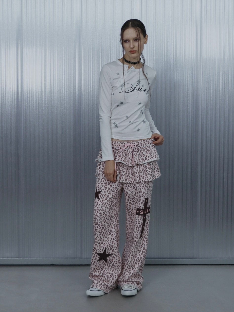 【SETUP‐EXE】STAR HENLEY NECK TOP / 【セットアップエグゼ】スターヘンリーネック長袖Ｔシャツ