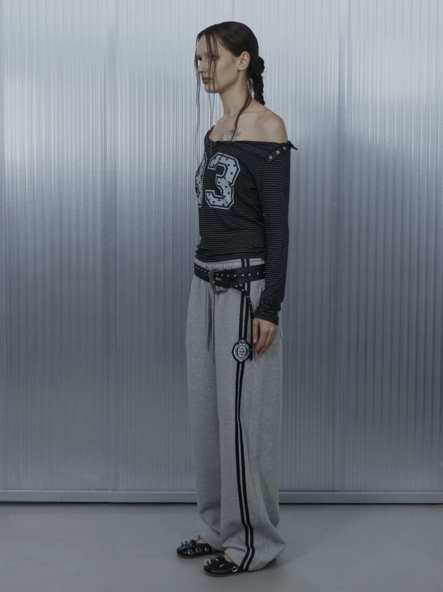 【SETUP‐EXE】33 STRIPE V-NECK TOP / 【セットアップエグゼ】33ストライプ長袖Ｖネック長袖Ｔシャツ