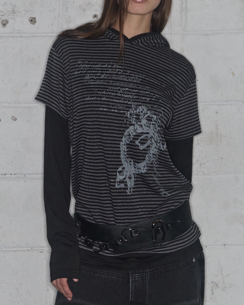 【FANCY CLUB】STRIPE LAYERED HOODIE / 【ファンシークラブ】ストライプレイヤードフーディー