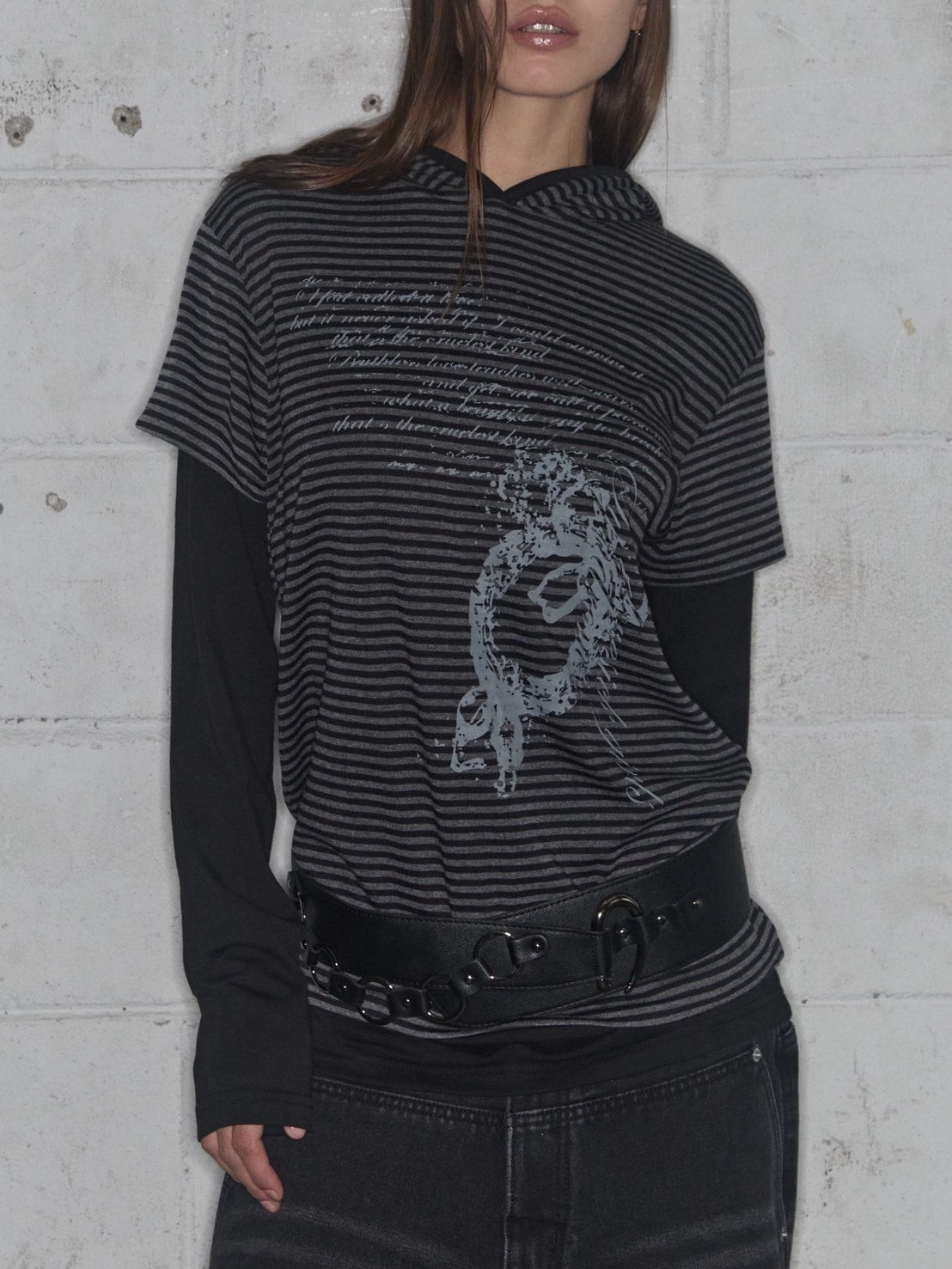 【FANCY CLUB】STRIPE LAYERED HOODIE / 【ファンシークラブ】ストライプレイヤードフーディー