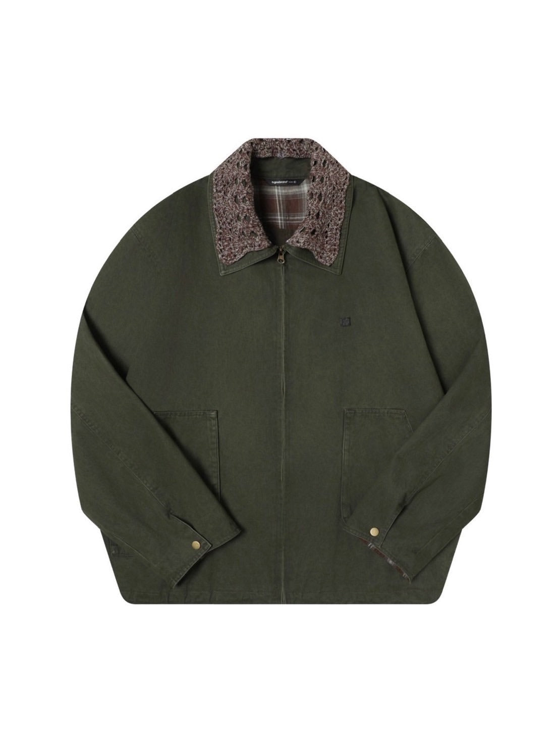 【TGNS】Openwork Knit Collar And Curved Pocket Jacket / 【ツーガンズ】ニットカラーカーブポケットワークジャケット