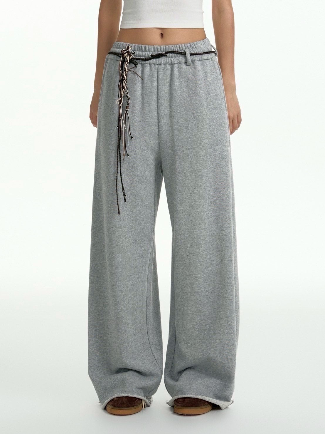 【TGNS】Drawstring Sweatpants With Raw Edges / 【ツーガンズ】ベルトストリングスウェットパンツ