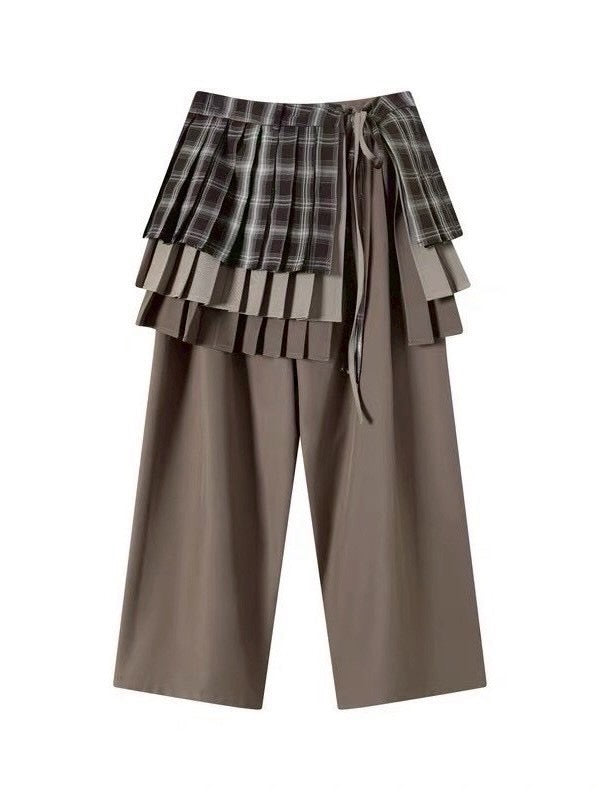 【TGNS】Three-Layer Spliced Pleated Culottes /【ツーガンズ】スリーレイヤードプリーツスカートパンツ