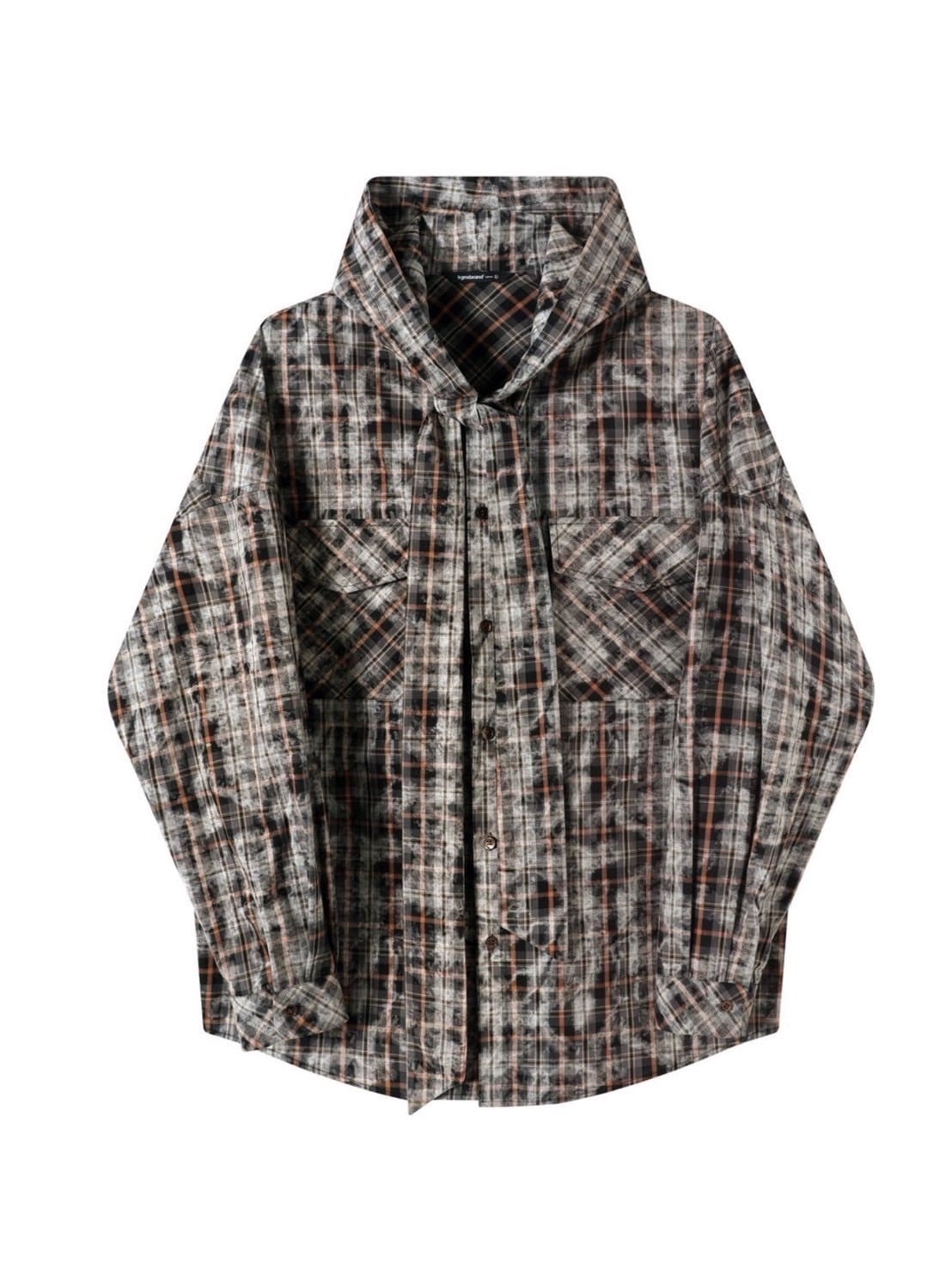【TGNS】Hooded Tie Shirt / 【ツーガンズ】タイセットフートチェックシャツ