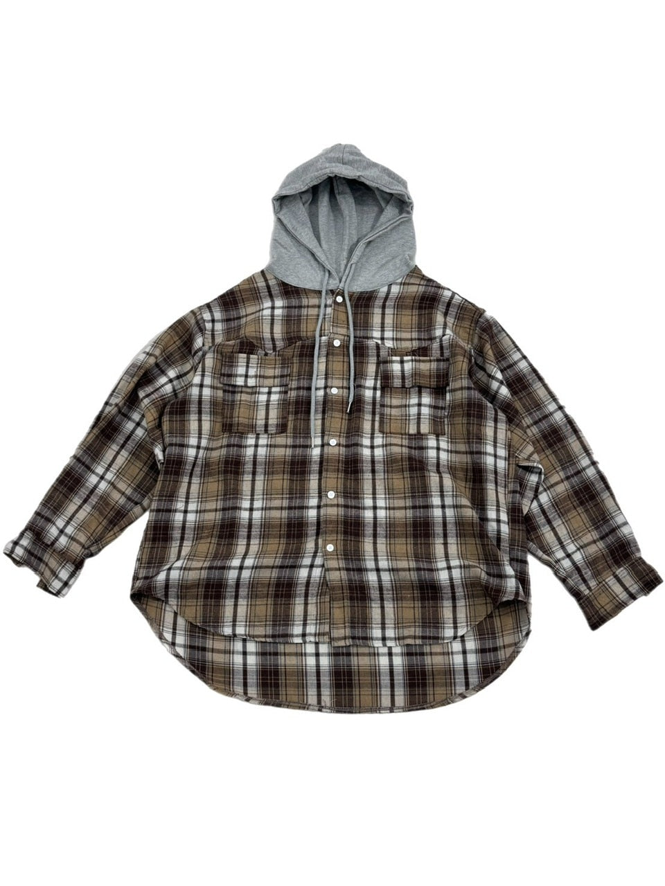 受注制【Chikashitsu +】hood mix check hoodie / 【チカシツプラス】フードミックスチェックパーカー (3color)